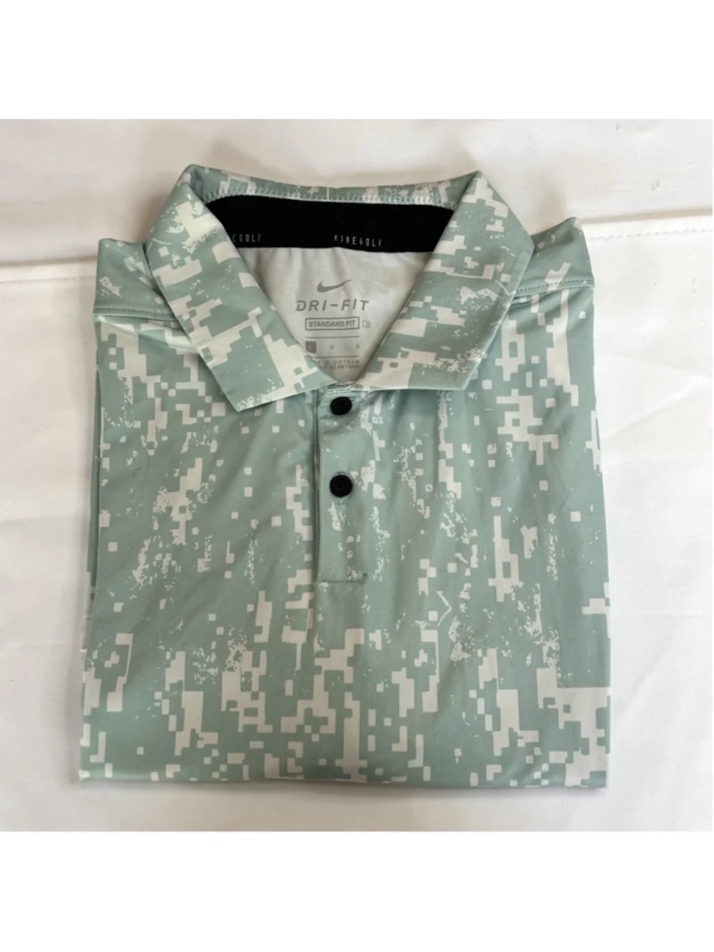 Nike Dri-Fit Vapor Golf Polo Shirt Size:L Light Teal Digital Camouflage Men
